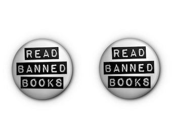Read Banned Books 1" pin-back Buttons! x2 Pin-backs, Magnets OR Lapel Pins