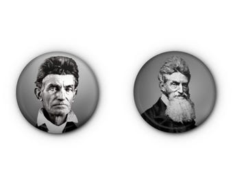 John Brown Abolitionist 1" pin-back Buttons! x2 Pin-backs, Magnets OR Lapel Pins