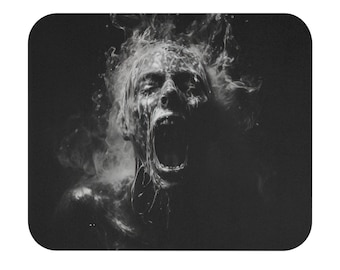 Screaming Soul Mouse Pad - Artistic Black and White Design, Gamer Accessory, Unique Office Décor, Grunge Aesthetic, Gift for Creatives
