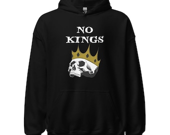 No Kings with Crowned Skull of Front of Unisex Hoodie
