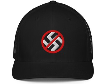 Embroidered No-Nazi Anti-Fascist Flexfit Closed-back trucker cap Flexfit 6511