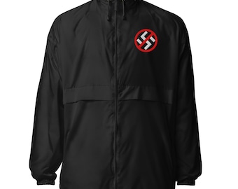 Embroidered Anti-Fascist No-Nazi symbol Unisex windbreaker