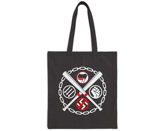 Anti-Fascist Cotton Canvas Tote Bag, Reusable Shopping Tote, Antifa Bag