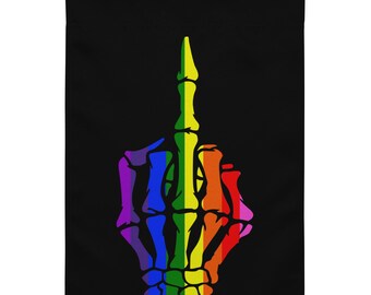 Pride Rainbow in a Skeleton Hand Middle Finger Garden flag (flag only)