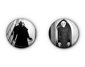 Nosferatu 1931 1" Buttons! x2 Classic Horror Pin-back, Magnet OR Lapel Pin
