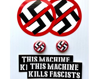 Anti-Fascist Stickers & Buttons! x4 Stickers, x2 Buttons