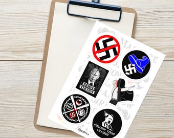 Anti-Fascist Sticker sheet - Antifa, No-Nazi, Anti-Racist Social Justice Stickers