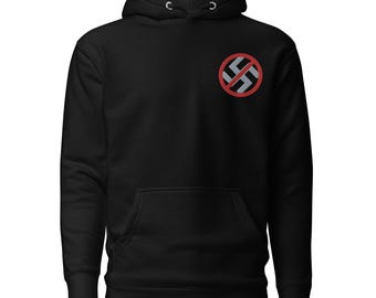 Unisex Anti-Nazi Embroidered Pull-Over Hoodie