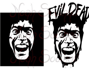 Evil Dead Ash Crazed Vector Clip Art .SVG Downloadable Scale-able Images - two versions
