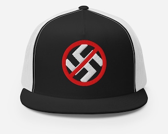 Embroidered Anti-Nazi Classic Trucker Cap No-Nazi Crossed Out Swastika