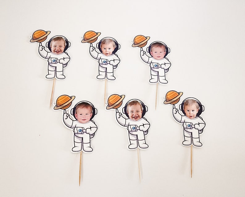 Astronaut Cupcake Topper Custom Photo Outer Space Galaxy Etsy