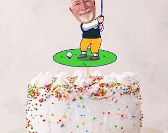 Golfer Cake Topper Custom Photo Gifts for Dad Gifts for Him Personalized Cake Topper Father's Day Gift