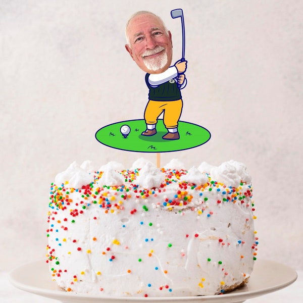 Golfer Cake Topper Custom Photo Gifts for Dad Gifts for Him Personalized Cake Topper Father's Day Gift