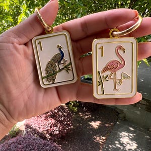 Mahjong Bag Charm | Peacock 1 Bam Tile Enamel Keychain Bild 7