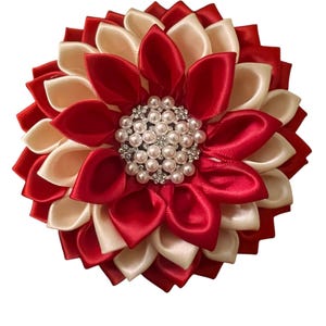 Crimson & Cream Floral Brooch: DST Inspired Sorority Pin