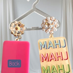 MAHJ Squad Mahjong Earrings | Pearl Accents, Modern Statement image 3