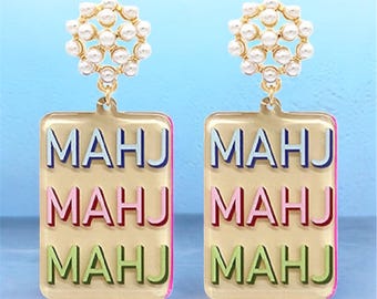 MAHJ Squad  Mahjong Earrings | Pearl Accents, Modern Statement