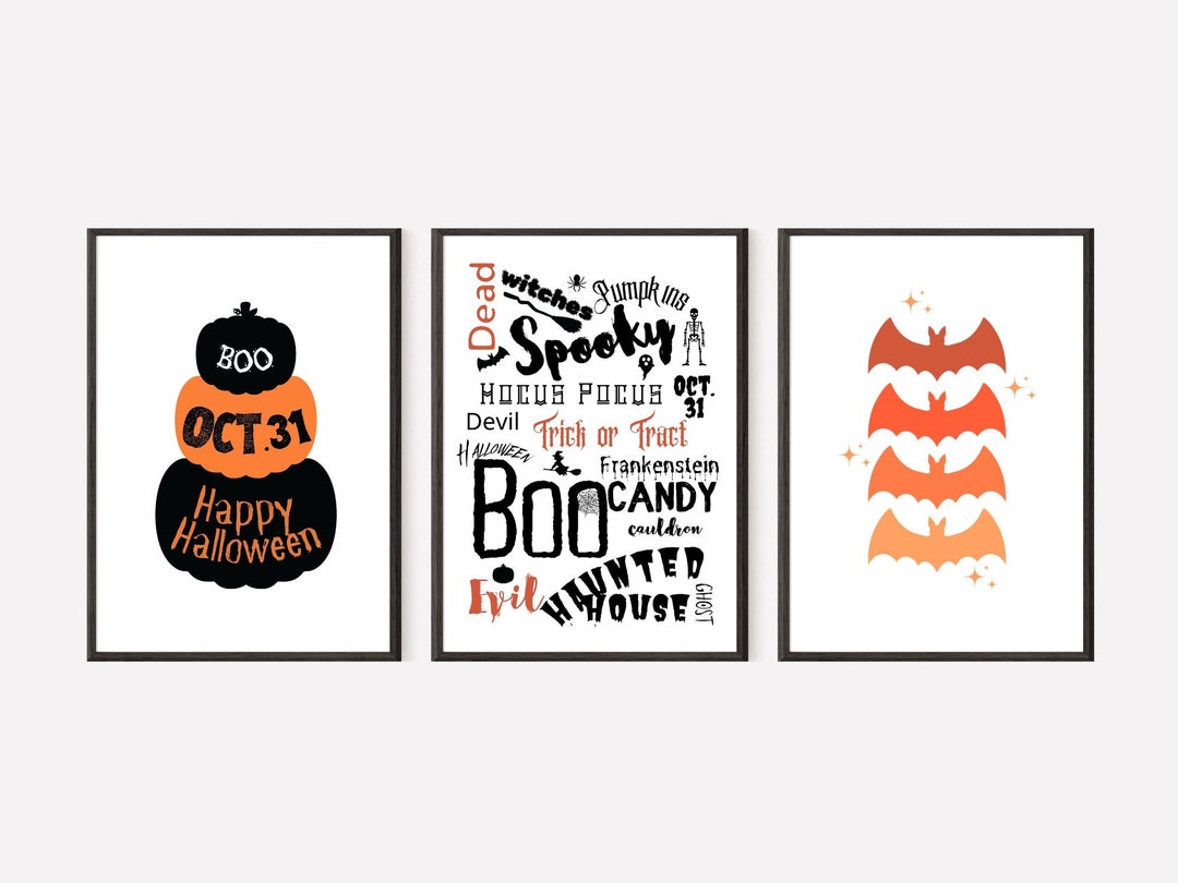 Halloween Printable, Orange and Black Halloween Decor, Digital Download ...