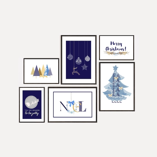 Gallery Set of 6 Christmas Wall Art Christmas Decorations Etsy