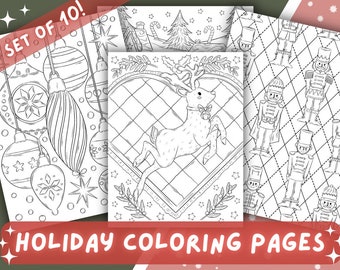 Christmas Coloring Pages | Winter Holiday Designs (Digital Download)