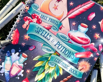 Spells & Potions Coloring Book | Witch Fantasy Coloring Pages for Adults | Witchy Art