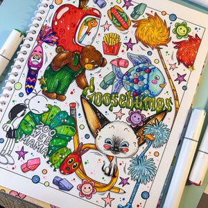 Libro para colorear de los años 2000 / Lindas páginas para colorear con estética Y2K para adultos / Nostalgia de los años 2000 imagen 6