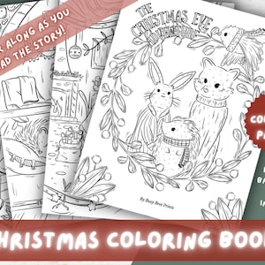 Cottagecore Christmas Coloring Book | Cozy Holiday Coloring Pages | Read Along Christmas Coloring Book | Holiday Coloring Pages