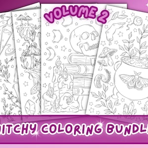 Witch Coloring Pages Vol 2 | Crystal Coloring Page | Witch Coloring Book | Witchy Aesthetic | Adult Coloring Book | Printable Coloring Pages