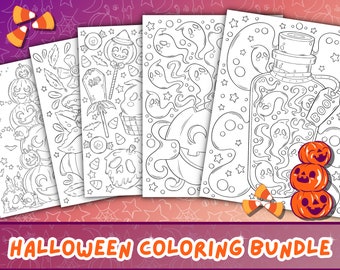 Cute Halloween Coloring Pages | Spooky Season Bundle (Digital Download)