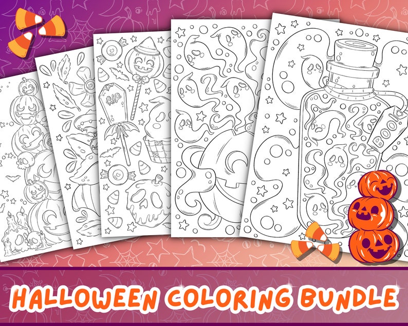 Cute Halloween Coloring Pages | Spooky Season Bundle (digital Download ...