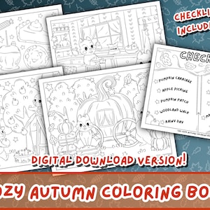 The Cozy Autumn Coloring Book | Cute Fall Coloring Pages for any Age | Coloring Pages for Spooky Season | Fall Digital Adult Coloring Book