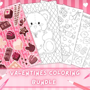 Cute Coloring Pages for Valentines Day | Cute Adult Coloring Books | Digital Download Coloring Pages