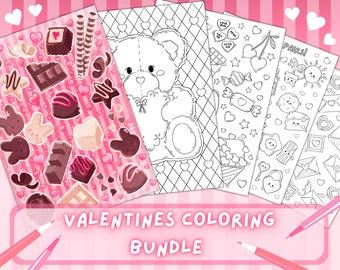 Cute Valentines Coloring Pages | Instant Digital Download Coloring Pages for Valentines Day
