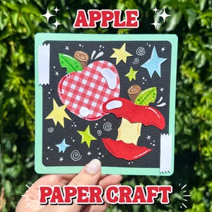 Apple Diy Paper Craft Kit | Cute Adult Craft Kit | Handmade Paper Crafting | Precut Paper Art | Cute Art Kit