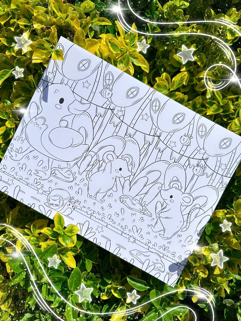 Cute Spring Critters Coloring Pages | Kawaii Art (Digital Download) image 7