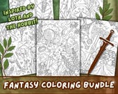 Fantasy Coloring Pages Bundle | Hobbitcore Whimsical Art (Digital Download)