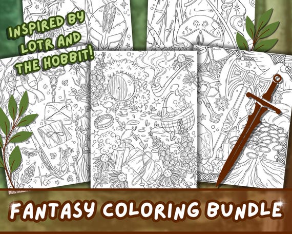 Fantasy Coloring Pages Bundle | Hobbitcore Whimsical Art (Digital Download)
