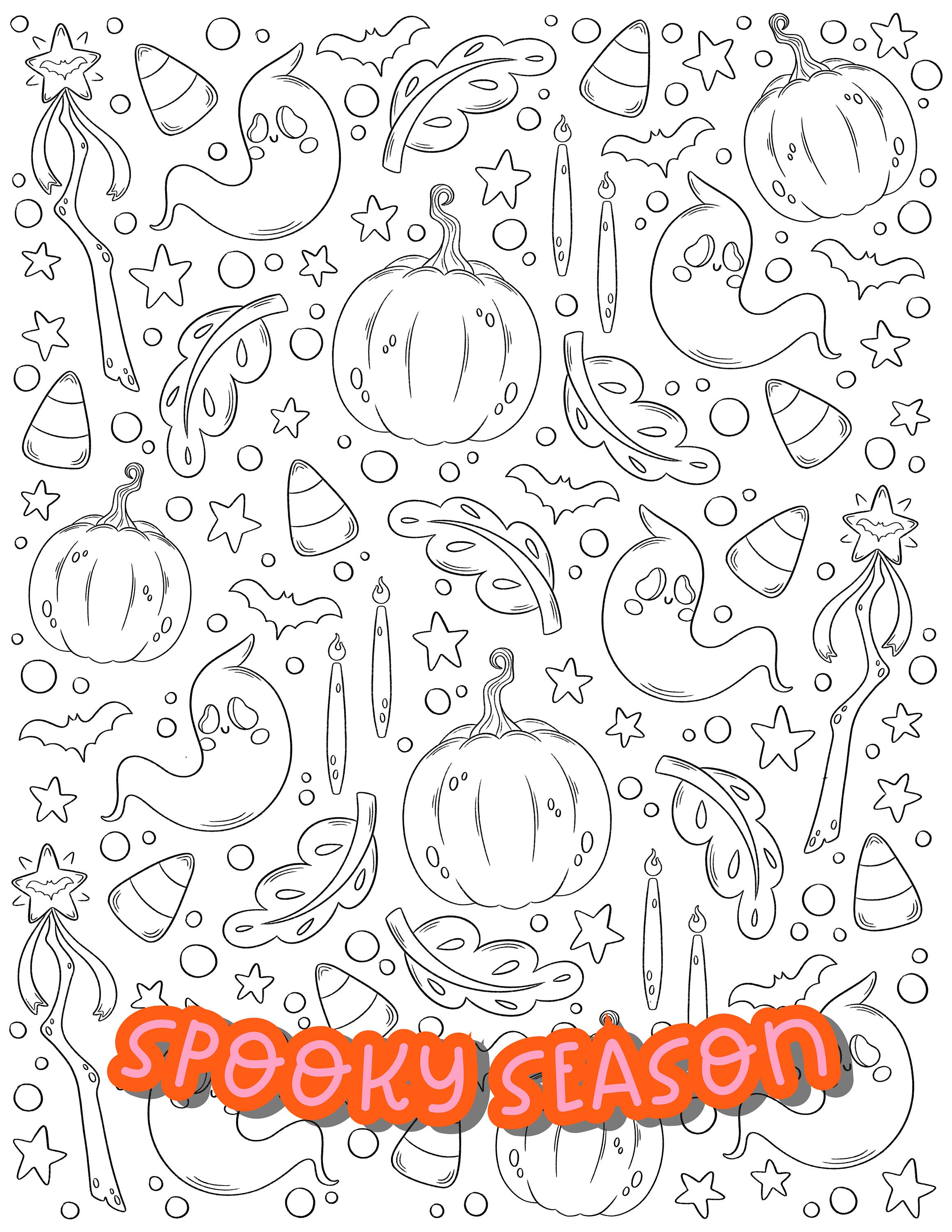 Halloween Witch Coloring Pages | Spooky Season, Pumpkins (digital ...