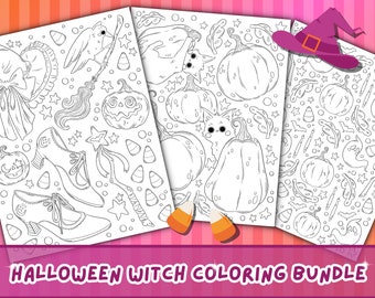 Halloween Witch Coloring Pages | Spooky Season, Pumpkins (Digital Download)