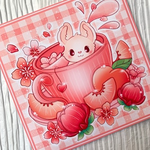 Peach Tea Kawaii Art Print | Kawaii Food Illustration Print | Kawaii Room Decor | Kawaii Stationary