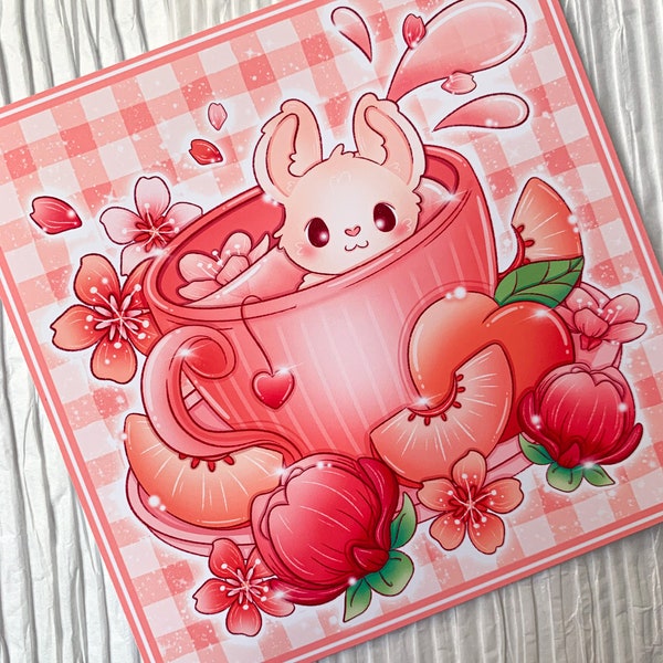 Peach Tea Kawaii Art Print | Kawaii Food Illustration Print | Kawaii Room Decor | Kawaii Stationary