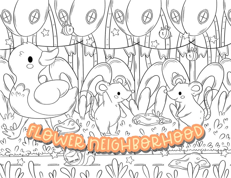 Cute Spring Critters Coloring Pages | Kawaii Art (Digital Download) image 2