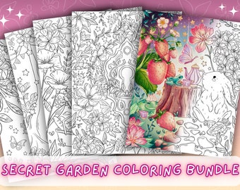 Secret Garden Coloring Pages: Cottagecore Fantasy Art (Digital Download)