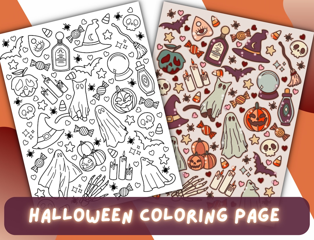Halloween Coloring Page | Adult Coloring Page | Spooky Coloring Page ...