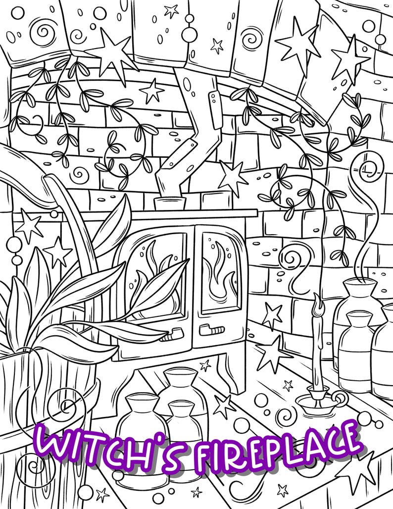 Witch Coloring Pages Vol. 3 | Fantasy Illustrations (digital Download ...