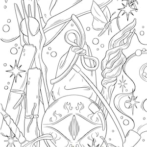 Fantasy Coloring Pages Bundle | Hobbitcore Whimsical Art (Digital Download) image 6