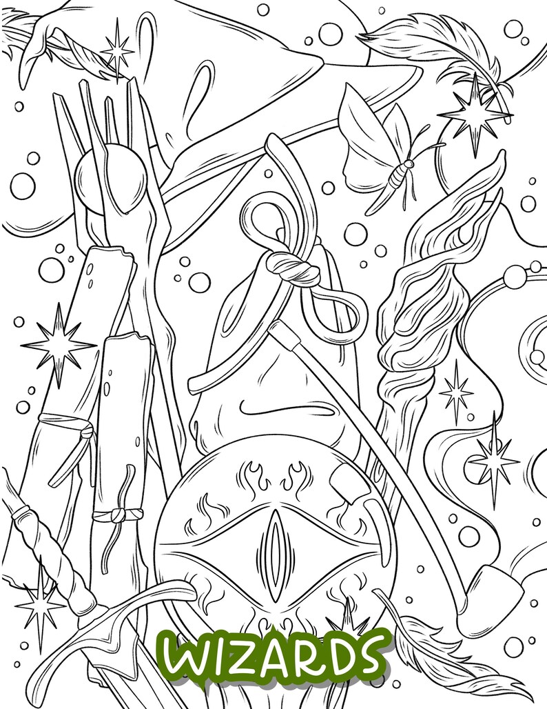 Fantasy Coloring Pages Bundle | Hobbitcore Whimsical Art (Digital Download) image 6