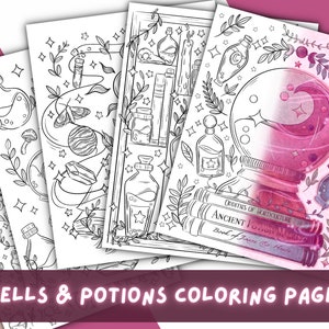 Witch Coloring Pages | Crystal Coloring Page | Witch Coloring Book | Witch Aesthetic | Adult Coloring Book | Printable Coloring Pages