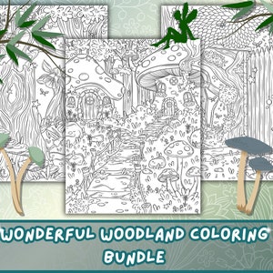 Prachtige bos kleurplaten | Cottagecore Fantasy Kleurplaten | Feeën kleurboek voor volwassenen | Digitale download kleurplaten
