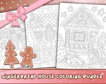 Gingerbread House Coloring Pages | Cute Christmas Coloring Pages | Holiday Printables for Christmas | Winter Wonderland Adult Coloring Book